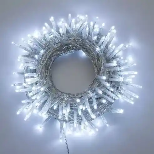 Luces De Navidad Luz Led Blanca 100 Bombillos Lineal Cable Siliconado Decoración Adornos Navideños