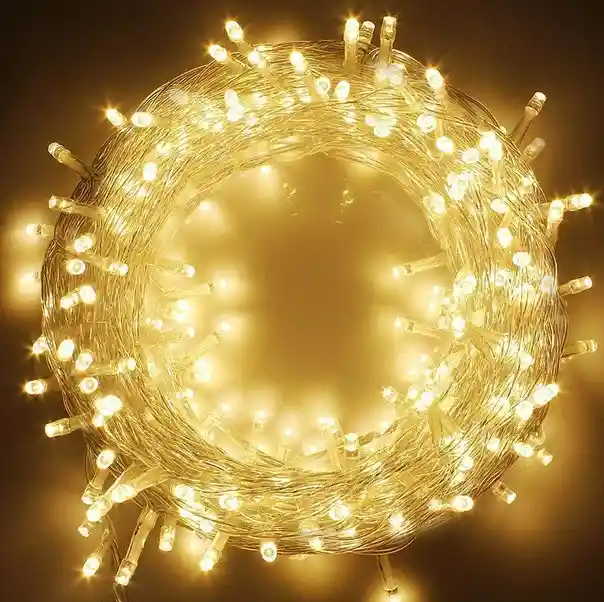 Luces De Navidad Luz Led Cálida 100 Bombillos Lineal Cable Siliconado Decoración Adornos Navideños