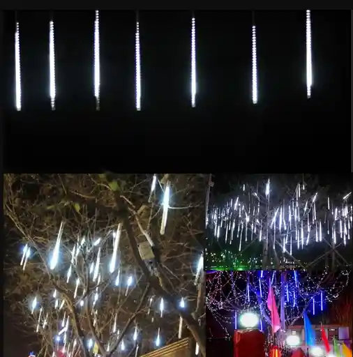 Guirnalda De Luz Led Blanca Lluvia 8 Tubos 75 Cm Navidad