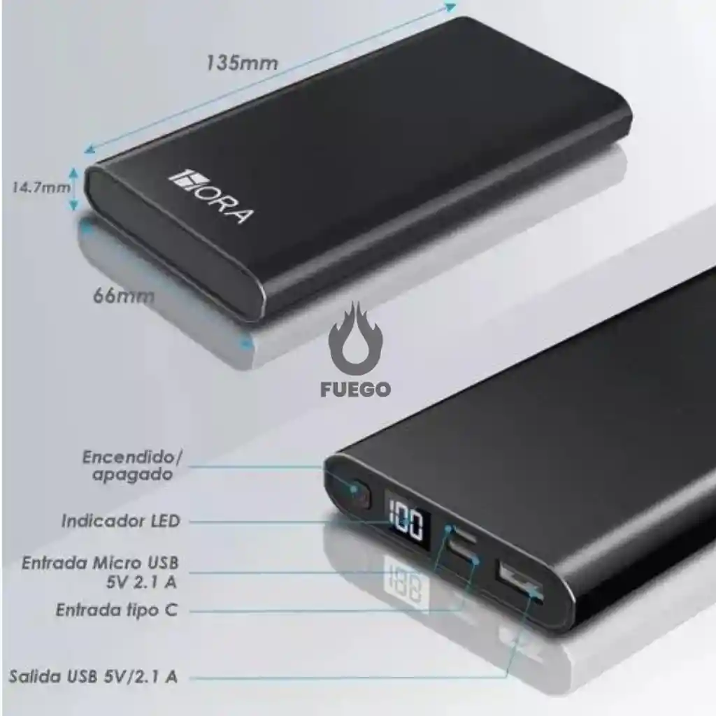 Power Bank 1hora 10.000 Mah