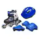 Kit Patines Semiprofesionales Blades Casco Y Protección Azul 27-30