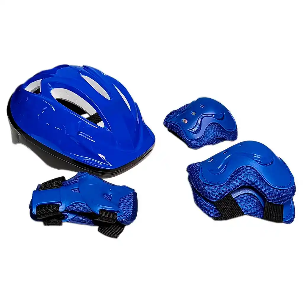 Kit Patines Semiprofesionales Blades Casco Y Protección Azul 27-30