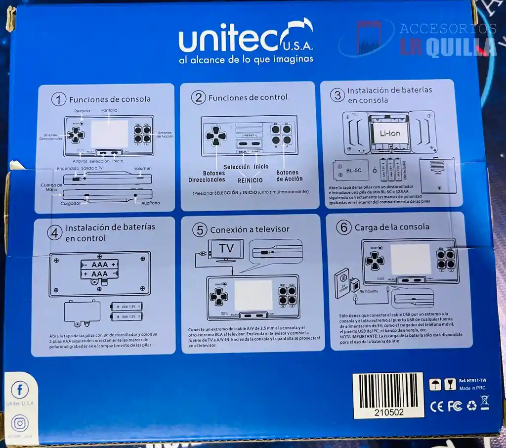 Consola De Video Juegos Portátil Unitec | Controles Inalambricos