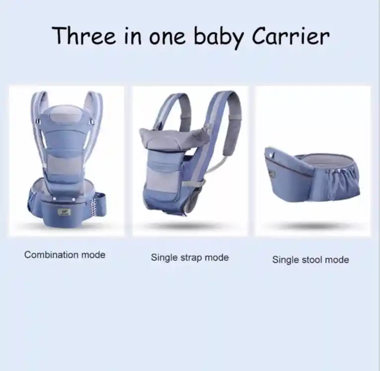 Cargador Canguro Ergonomico Para Bebe Soporte Lumbar Asiento Azul