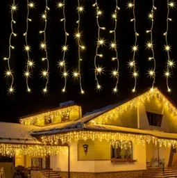 Cortina Luz Led Navideña Cálida Luces Navidad 3m X 60cm Decoración Navideña