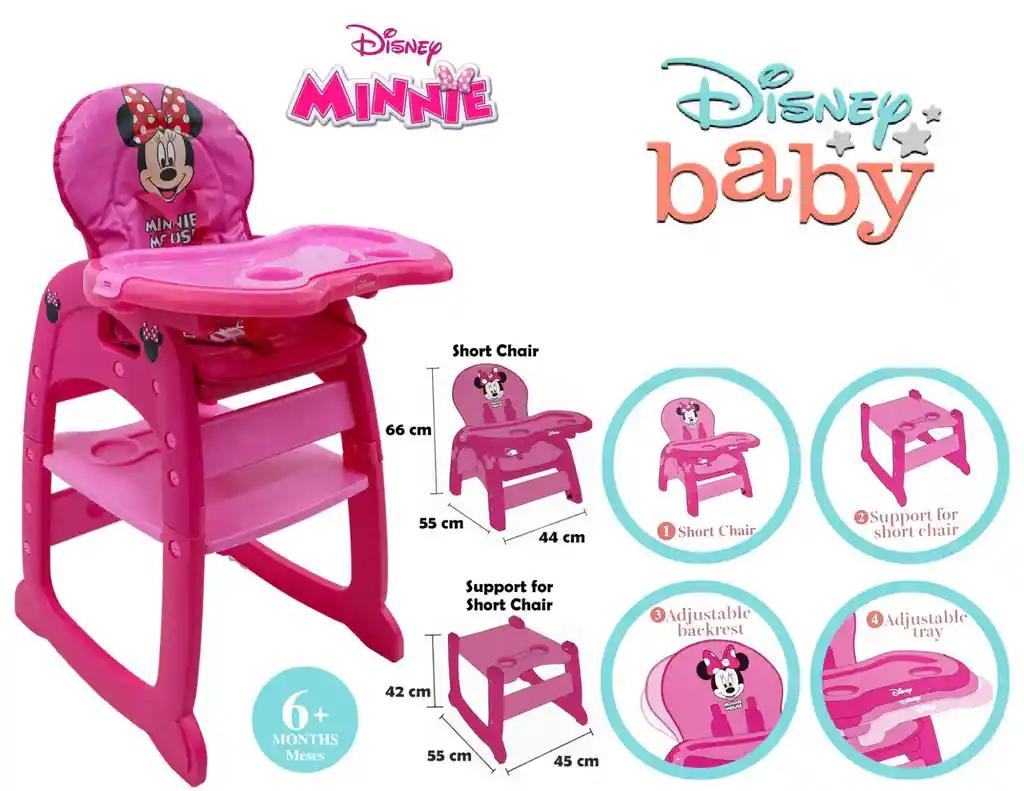 Silla Comedor 3 En 1 Escritorio Disney Minnie Mouse