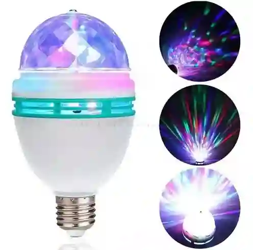 Bombillo Navidad Led Giratorio E27 De 3 W Mega Light Multicolor Discotequero