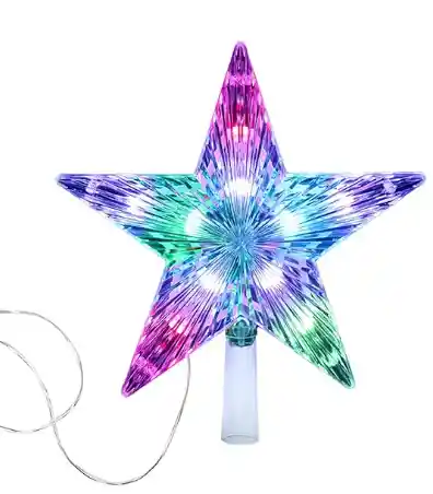 Estrella 5 Puntas Para Árbol De Navidad Grande Luz Led Multicolor Acrílica