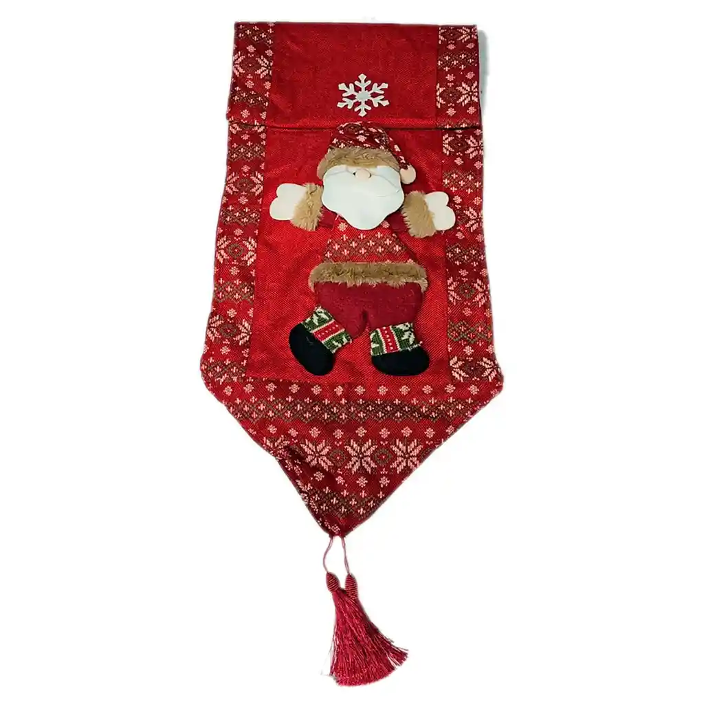 Camino Centro Mesa Navidad Papá Noel Santa Relieve 166x34cm Mb-1250 Diseño Aleatorio