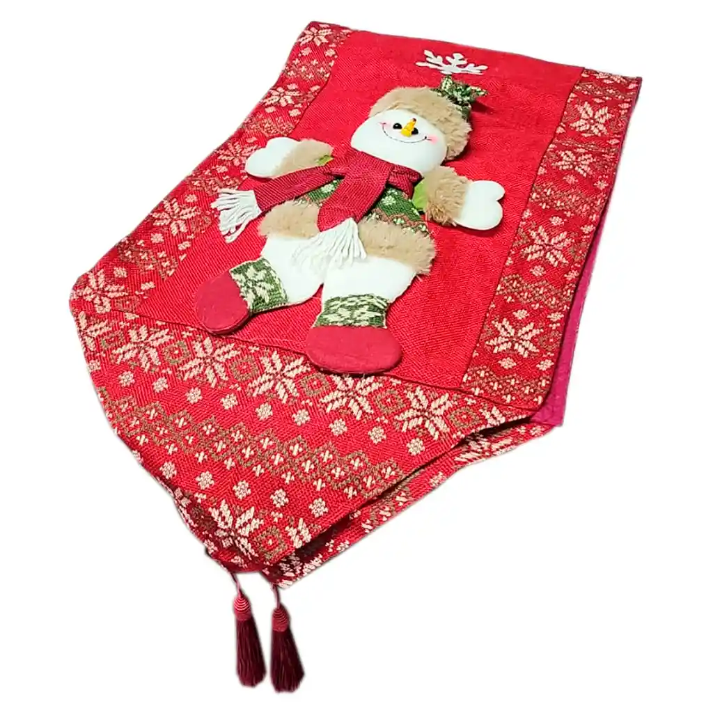 Camino Centro Mesa Navidad Papá Noel Santa Relieve 166x34cm Mb-1250 Diseño Aleatorio