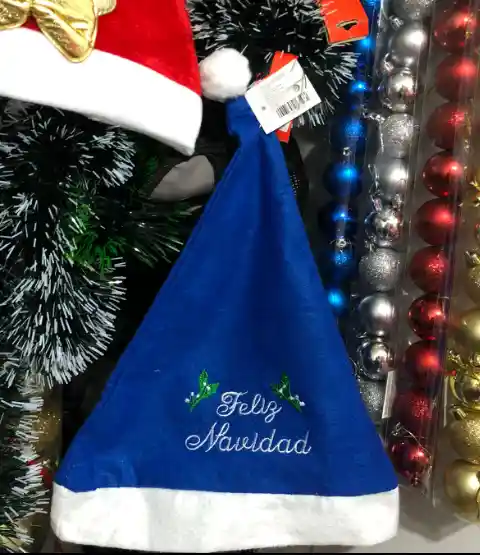 Gorro De Navidad Sombrero Tradicional Navideño Feliz Navidad Azul