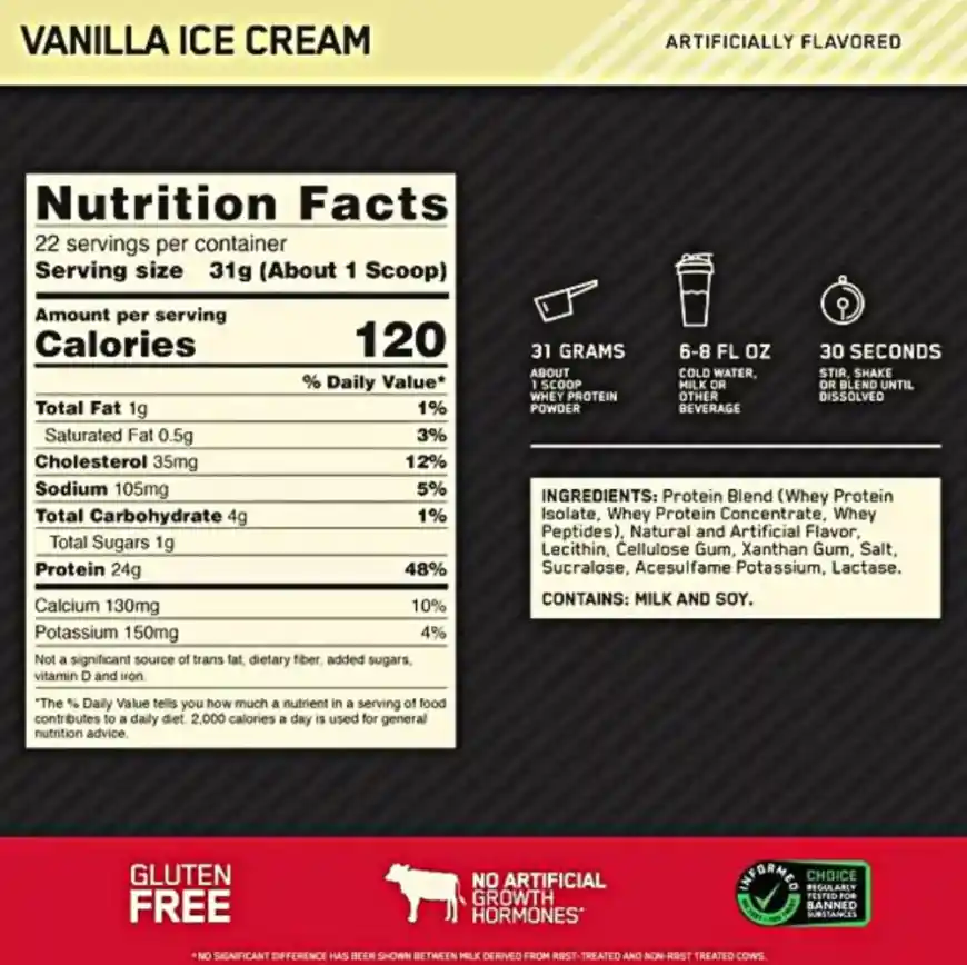 Whey Gold Standard 1.5lb Vainilla Ice Cream Proteina