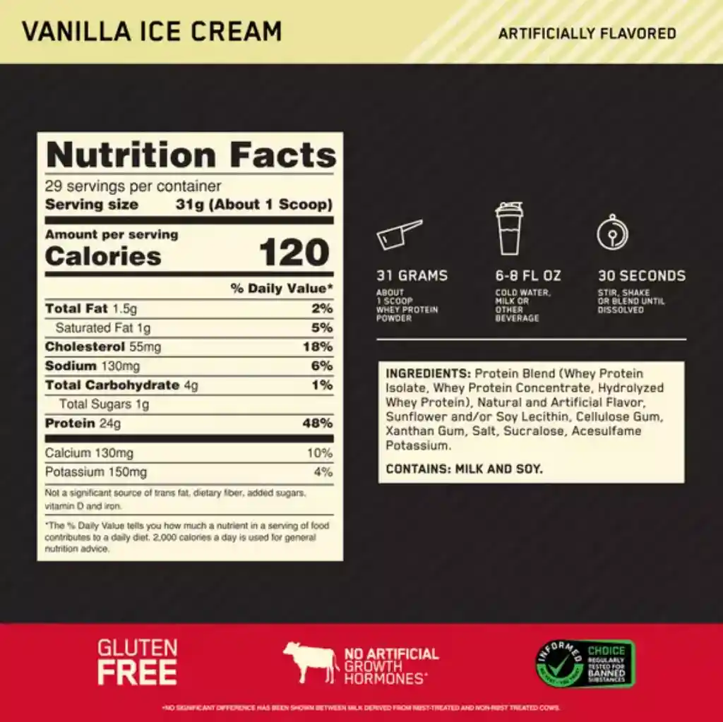 Whey Gold Standard 2lb Vainilla Ice Cream Proteina