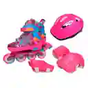 Kit Patines Semiprofesionales Casco + Protección Niñas Niños Alas