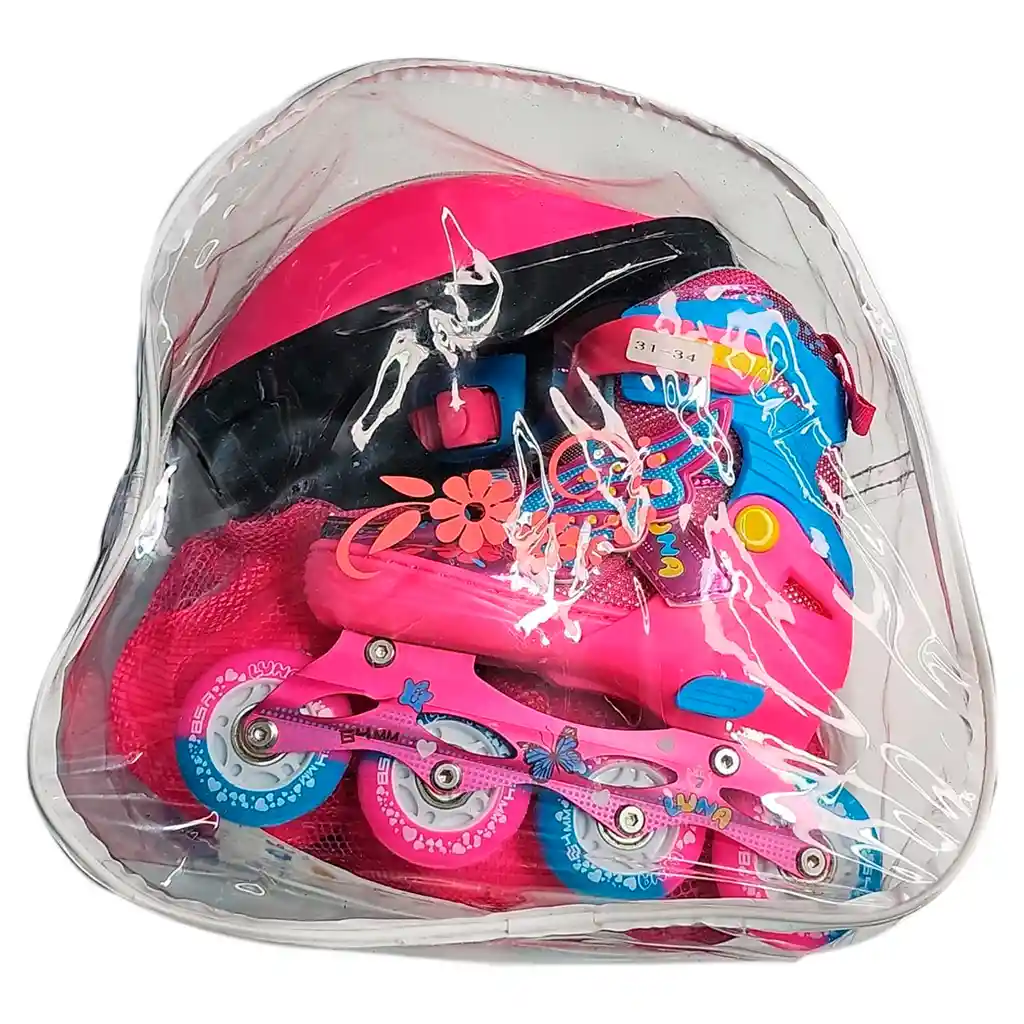 Kit Patines Semiprofesionales Casco + Protección Niñas Niños Alas