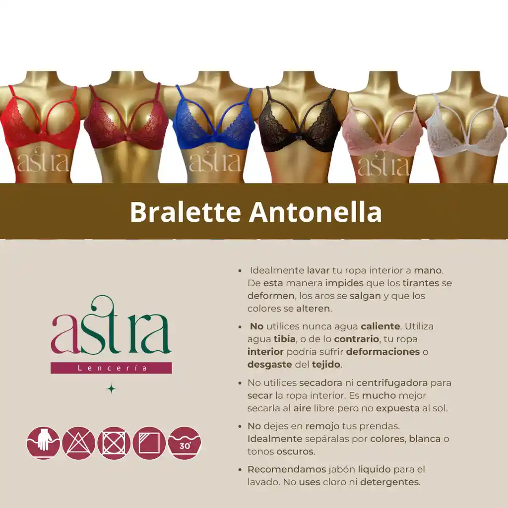 Lencería Bralette Ajustable En Encaje Ropa Interior Sexy Antonella