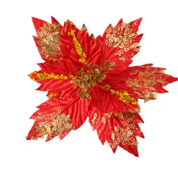 Flores Medianas Rojas Decoración Navideña Para Árbol Set X6