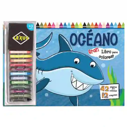 Gran Libro Para Colorear Oceano Con 12 Crayolas Lexus