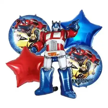 Kit De Globos Metalizados Optimus Prime Transformers Sin Inflar