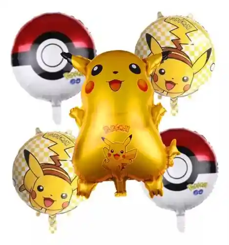 Kit De Globos Metalizados Pokemon Sin Inflar