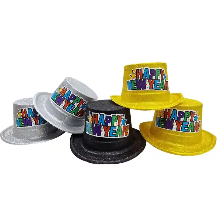 6 Sombreros Happy New Year Escarchados Año Nueno 2024