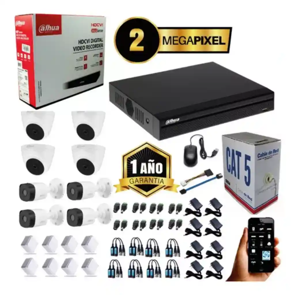 Kit Dahua De 8 Camaras De Seguridad 1080 Full Hd