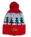 Gorro De Navideño Térmico Hilo Lana Tejido Niñ@ Con Aplique Muñeco Enfrente Navidad Fiestas Luz