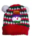 Gorro De Navideño Térmico Hilo Lana Tejido Niñ@ Con Aplique Muñeco Enfrente Navidad Fiestas Luz