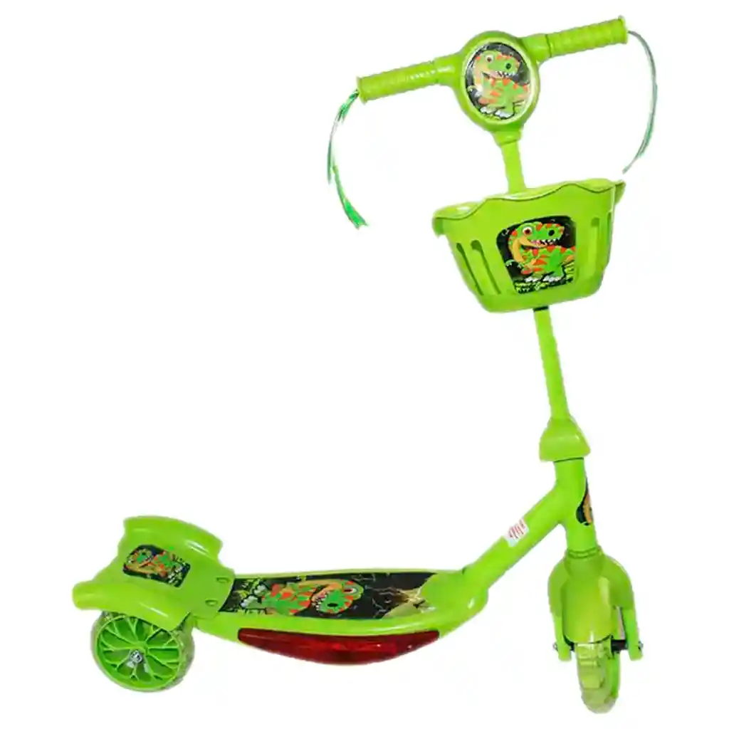 Patineta Scooter Canasta Para Niños Y Niñas Luces Sonidos Verde