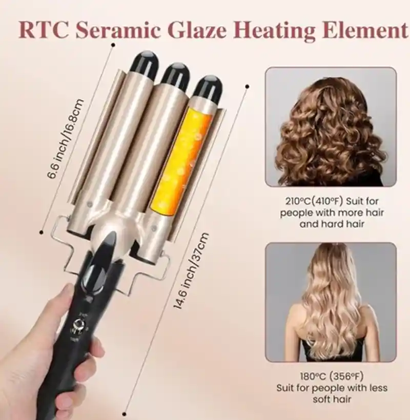 Rizador Ceramico De Cabello 3 Tubos