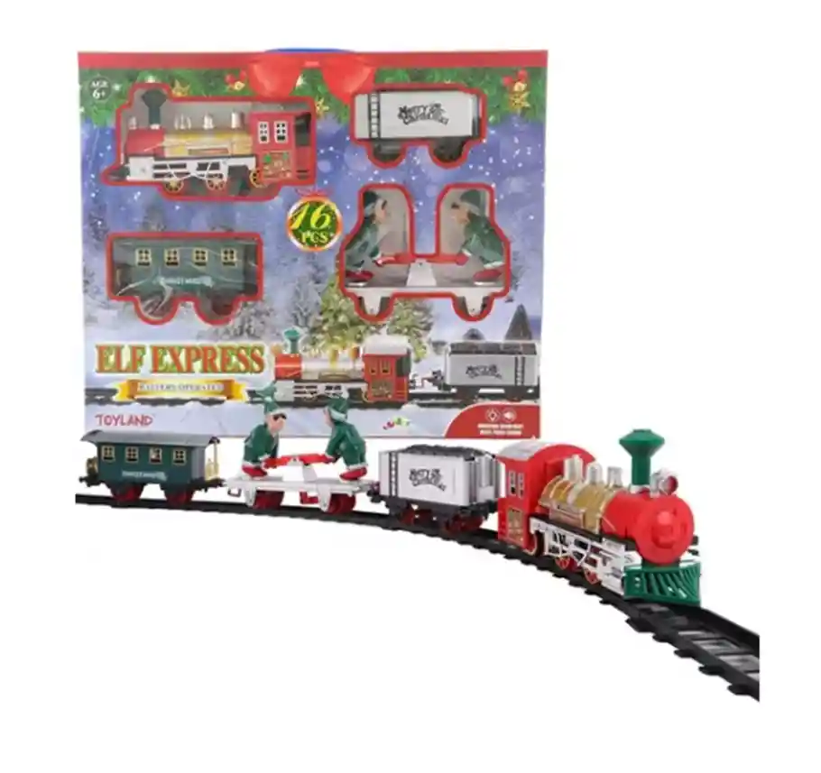 Tren Navideño Con Luces Y Sonido, Con Elfos, 16pz Y 153cm