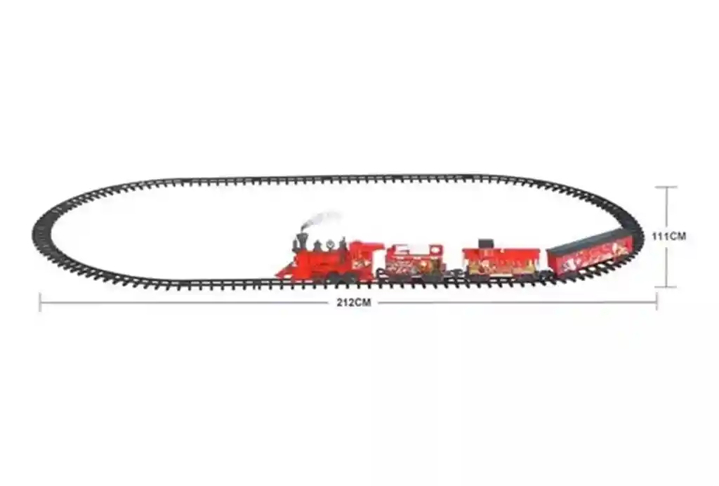 Tren Navideño Con Humo Luces Y Sonido Recargable 25pz 568cm