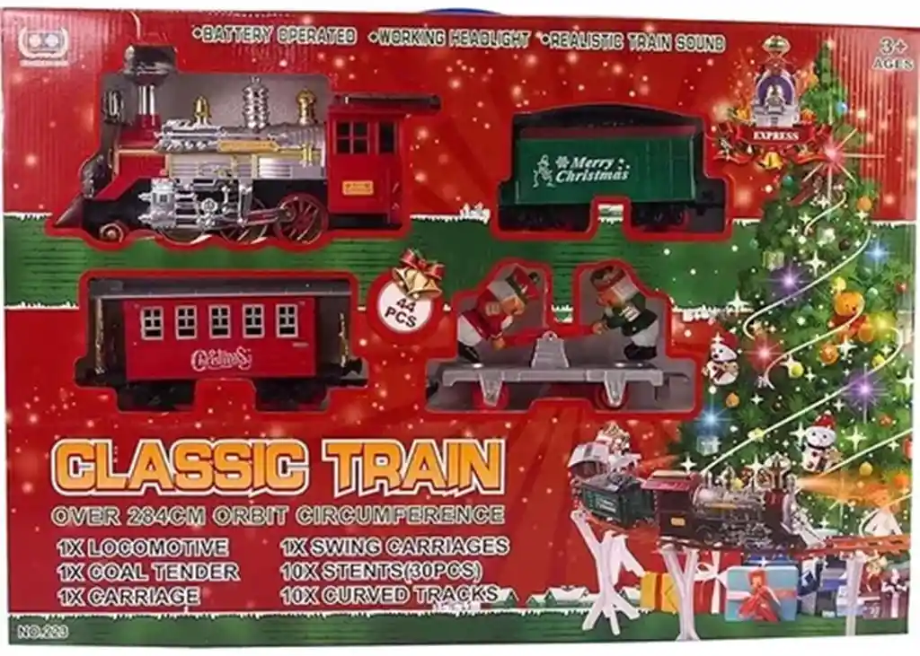 Tren Navideño Flotante O Piso Luces Y Sonido, 44pz Y 284cm