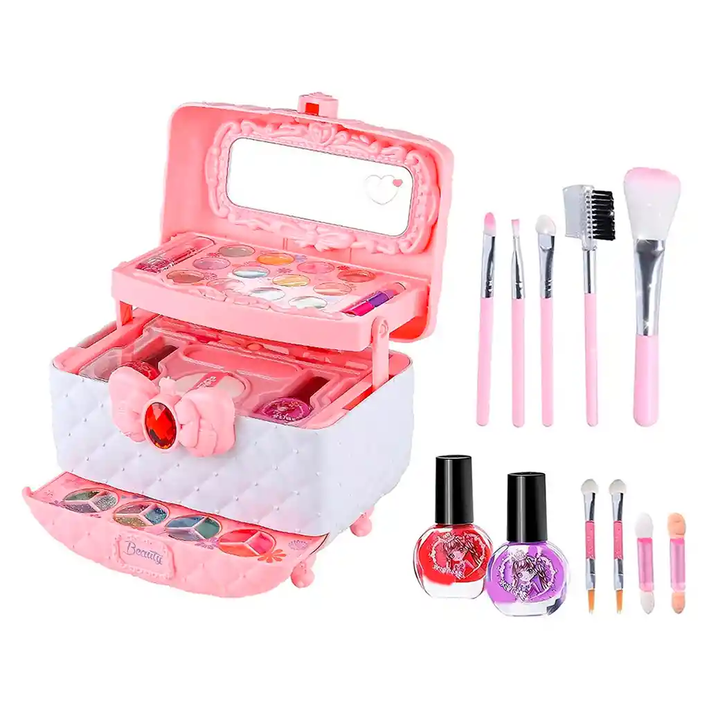 Set Maletín Neceser Belleza Maquillaje Real Espejo Manicure Cuadrado Ref M611