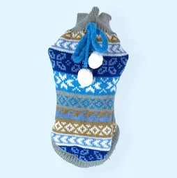 Sweater Navideño Para Perro Tejido Mosaico Azul