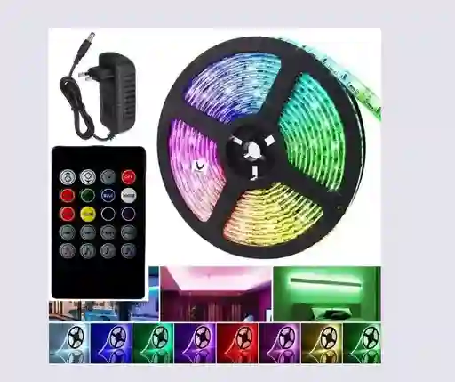 Cinta Led Rgb Rítmica Musical Luz 5mts + Control + Adaptador