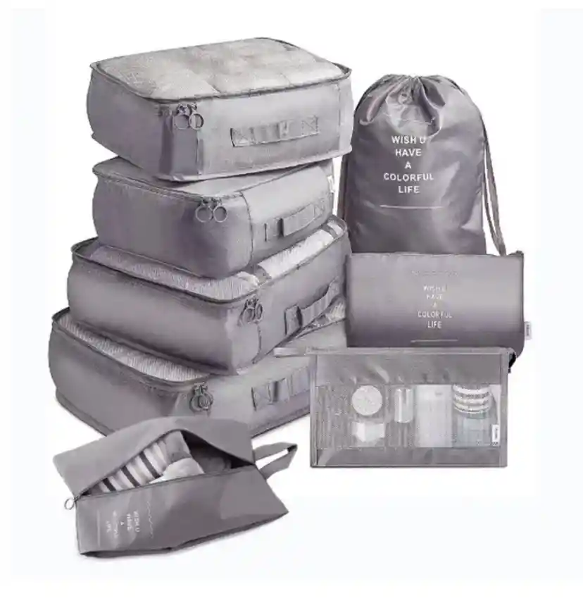 Organizador De Maleta Set X 8 Gris