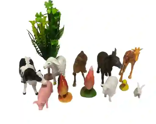 Animales De Granja X12 Material Resina Pvc Pesebre Maqueta