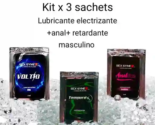 Kit *3 Sachet Lubricante Electrizante+anal+retardante Masculino