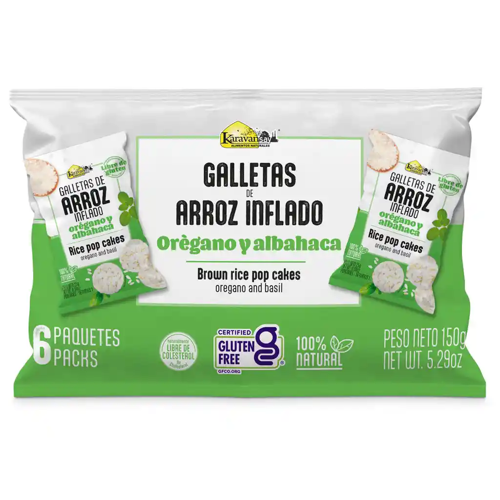 Galletas Arroz Inflado Oregano X6 - Karavansay 150g