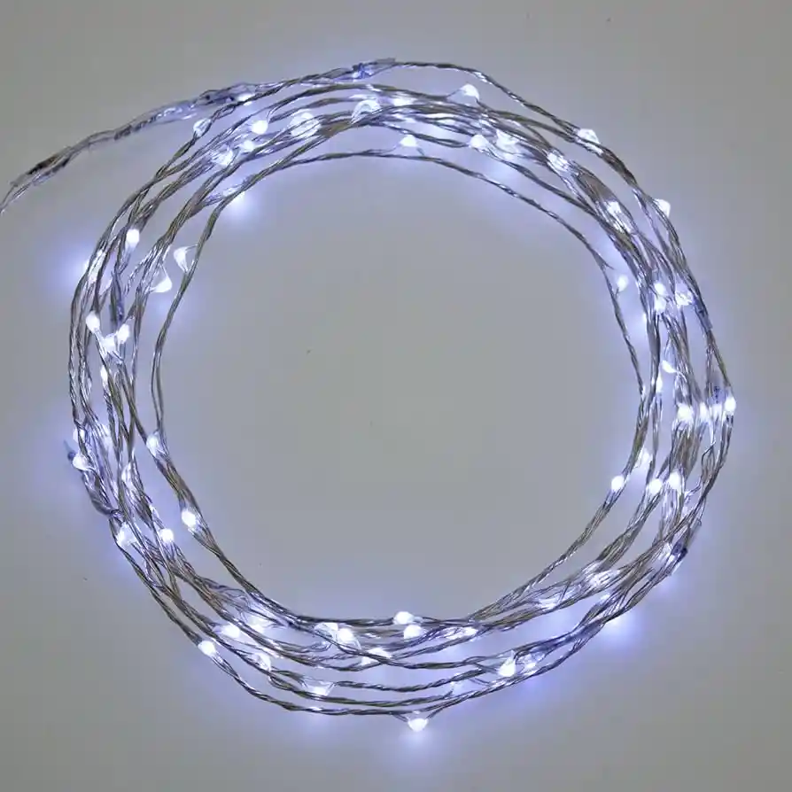 Luces De Navidad Luz Lineal Micro Led De Cobre Blanca Con Pilas