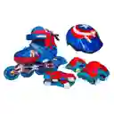 Kit Patines Ajustables Capitán América Niños + Casco Proteccion