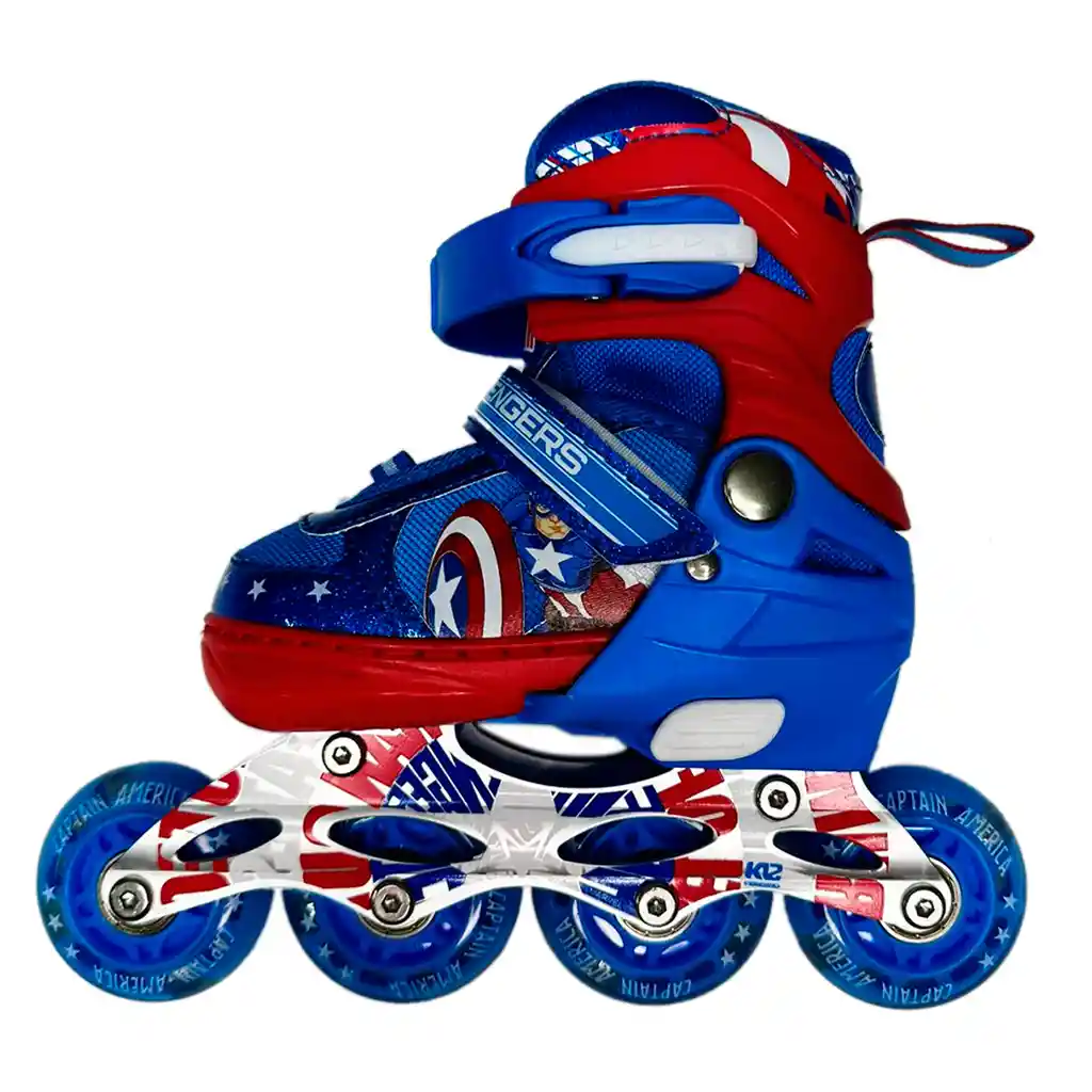 Kit Patines Ajustables Capitán América Niños + Casco Proteccion