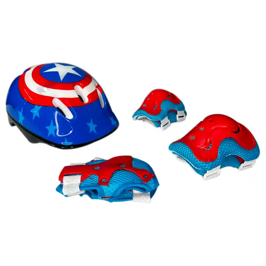 Kit Patines Ajustables Capitán América Niños + Casco Proteccion