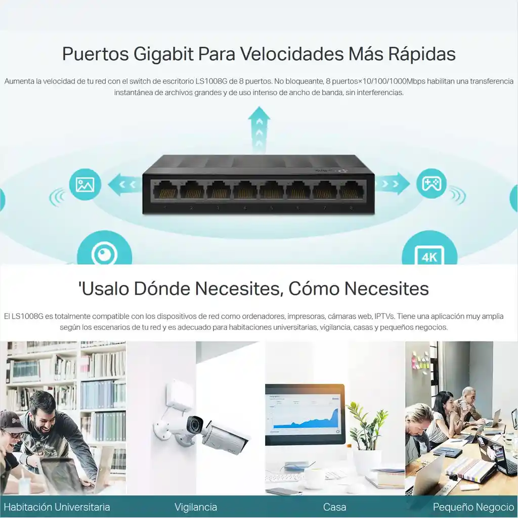 Switch Escritorio Litewave 8 Puertos Gigabit Tp-link Ls1008g