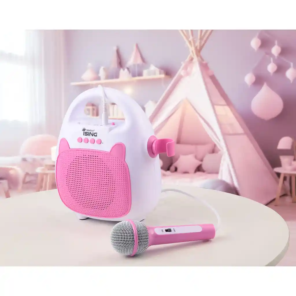 Parlante Karaoke Vivitar Bluetooth Con Luz Led Hasta 12 Hrs Color Rosa