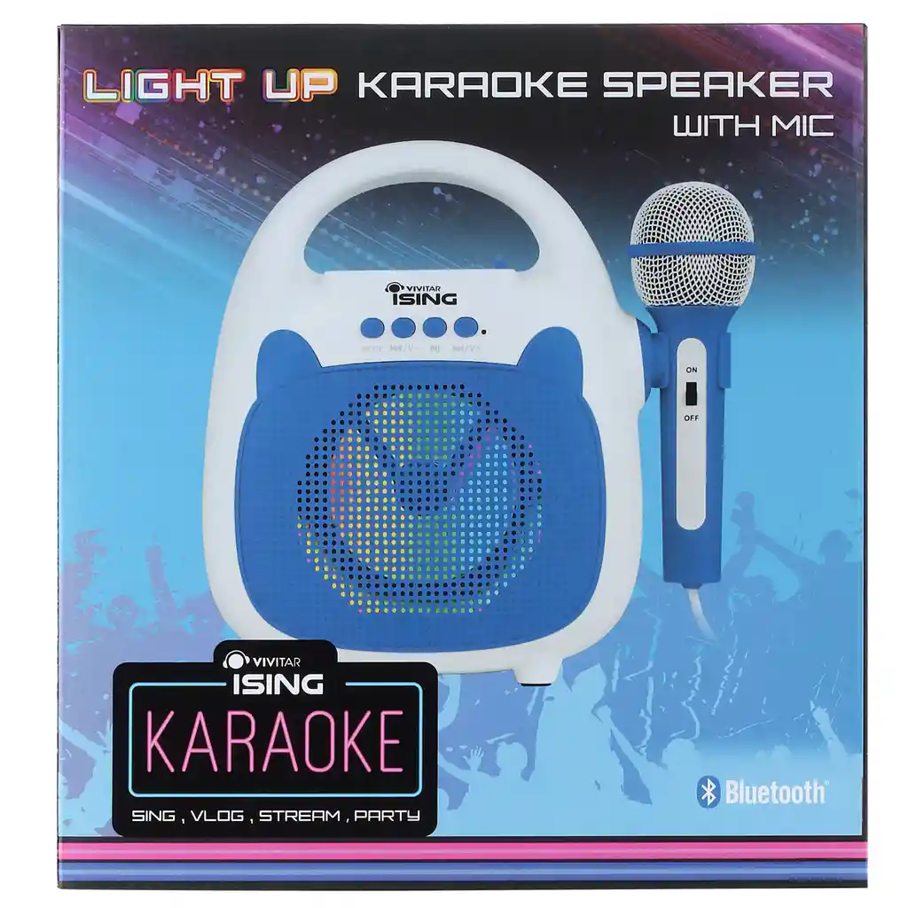 Parlante Karaoke Vivitar Bluetooth Con Luz Led Hasta 12 Hrs Color Azul