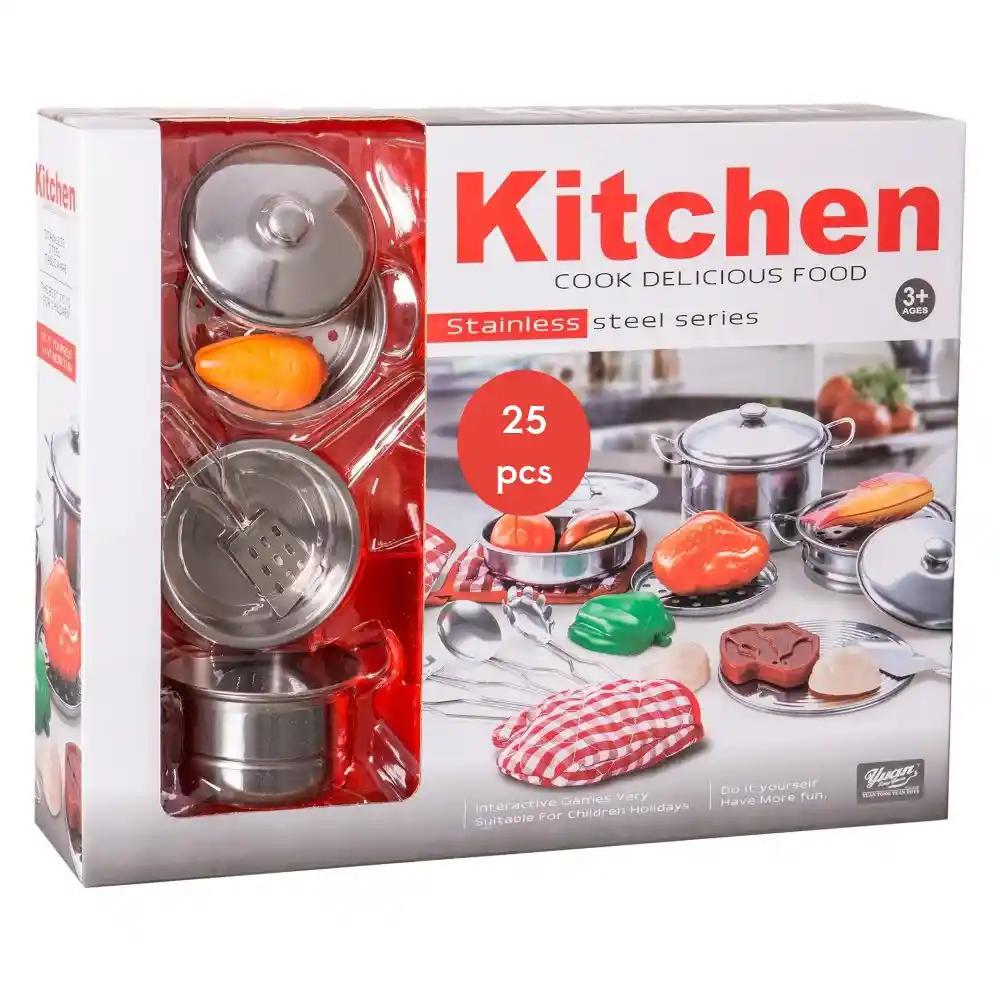 Set De Juego Utensilios De Cocina 25 Pcs Para Niños Y Niñas