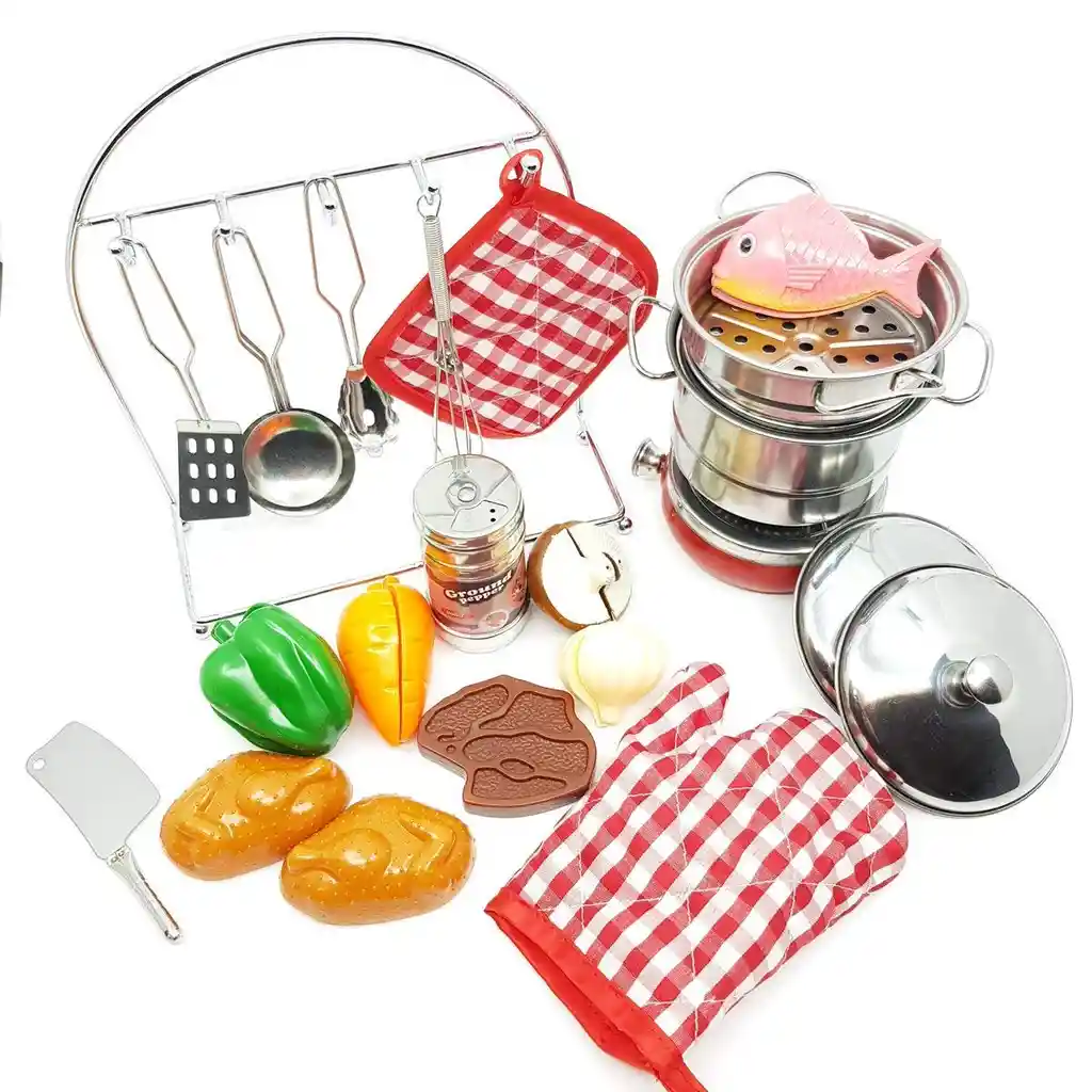 Set De Juego Utensilios De Cocina 23 Pcs Para Niños Y Niñas