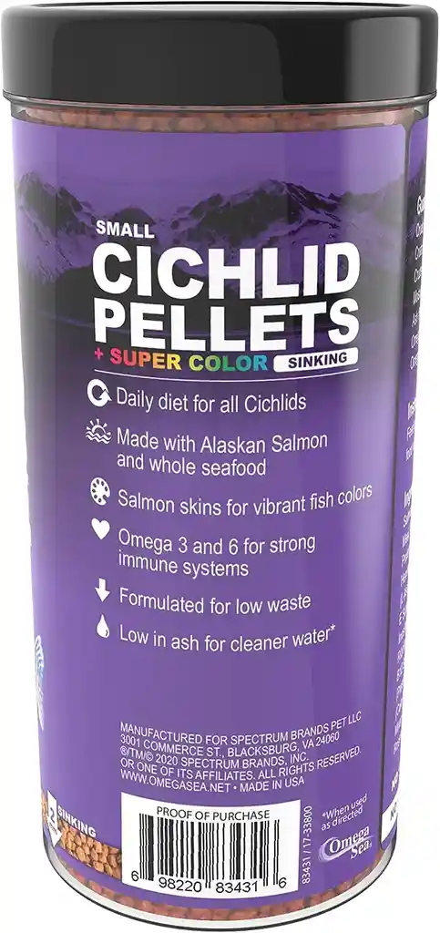 Omega One Cichlid Pellets Super Color Small Sinking 226g